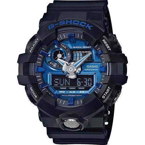 Image of Casio G-Shock sort resin med stål quartz multifunktion (5522) Herre ur, model GA-710-1A2ER